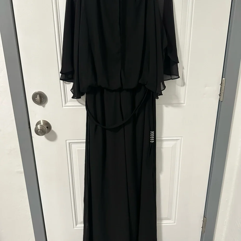 MSK Black Chiffon Overlay Jumpsuit Large NEW - Picture 8 of 16